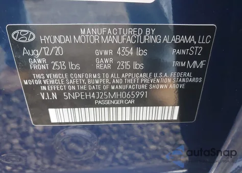 2021 Hyundai Sonata Limited from USA, damaged, VIN 5NPEH4J25MH065991